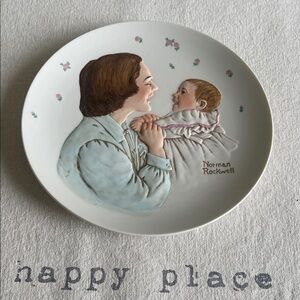 Norman Rockwell Mother and Child Plate /A tender moment 1982- White, Brown, Pink